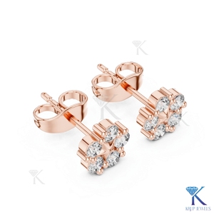 ต่างหูเพชรเลี้ยงในห้องปฏิบัติการทรงดาวประดับดอกไม้ 5 เม็ด ทองคำแท้ 18K เครื่องประดับผู้หญิงชั้นดี สำหรับงานครบรอบ งานปาร์ตี้ งานแต่งงาน - Product Image 5