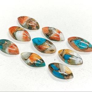 Pierre précieuse de qualité supérieure, turquoise cuivrée, forme marquise, cabochon, 16*8 mm, 14*7 mm, 100% naturelle, pour la création de bijoux - Product Image 1