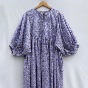 Beautiful floral Cotton Block Printed dress Dress For Casual wear Hand Block Printed Dress - Product Image 2