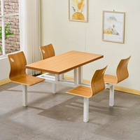 Ensemble table et chaises de cantine scolaire moderne, structure métallique, sièges en bois, mobilier pour cafétéria, restaurant, restauration rapide, vente en gros, OEM