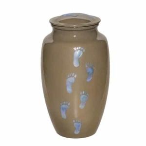 Wide Base Aluminum Urn for Human Ashes - Metal Cremation Urn Stable Bottom - Polished <b>Memorial</b> <b>Vase</b> for Burial - Product Image 1