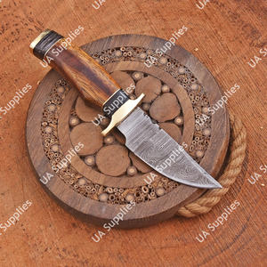 Cuchillo de bolsillo multiusos EDC de acero de Damasco hecho a mano, grado industrial, afilado como una navaja, 58 Sharp, con mango de palisandro y latón, OEM - Product Image 2
