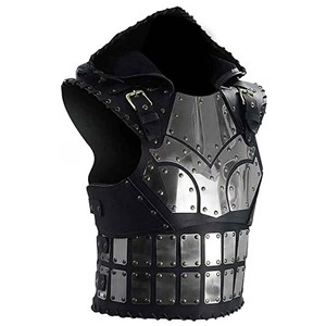 Medieval Leather Breastplate Hood <b>Cosplay</b> LARP Costume Viking Chest Armor Steel Scale Brigandine Adjustable Straps <b>Men's</b> Adult - Product Image 1