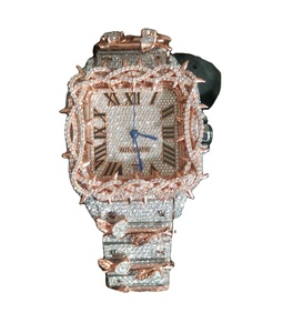 Meilleure qualité Glacé Deux Tons VVS Moissanite Diamant Montre Unique Épines Style Luxe Hip Hop Fêtes Inoxydable Affaires Cuir - Product Image 1