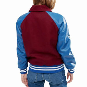 Veste de baseball en peau de mouton à carreaux tricotée sur mesure pour femmes OEM |   Hiver, grande taille, respirant, décontracté - Product Image 4