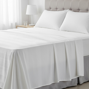 Eco-Friendly Ultra Soft Ivory Cloud 300 TC Pure <b>Bamboo</b> Solid Bedsheet For for Soft, Cool & Comfortable Sleep Wholesale Available - Product Image 1