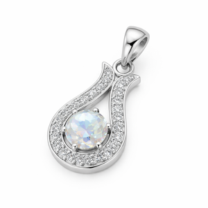 Pendentif solitaire Rhaya Jewels en argent sterling plaqué rhodium avec pierre de lune géométrique sertie griffe 2,1g 26x12mm - Tendance Minimaliste - Product Image 3