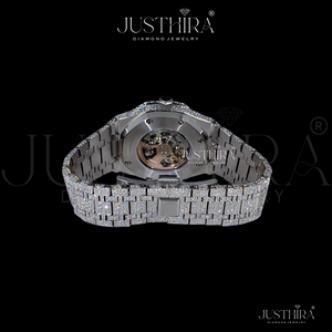 Reloj Automático de Lujo para Hombre, Totalmente Cubierto de Diamantes, Diseño Esqueleto |   Reloj de pulsera de acero con corte de diamante de primera calidad |   Reloj de Moda Hip-Hop Bling - Product Image 2