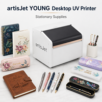 artisJet YOUNG Desktop UV LED Flatbed Printer Digital untuk Pencetakan Alat Tulis, Pulpen, Buku, Tas Pensil, Kulit, Plastik, Logam, Kotak
