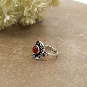 SHYAM JEWELRS Vintage Natural Red Onyx <b>Statement</b> <b>Ring</b> 925 Sterling Silver Plated Adjustable Band Antique Boho Ethnic Handmade - Product Image 2