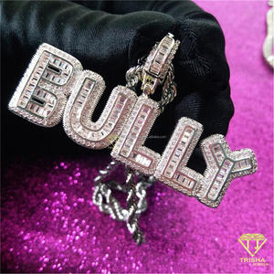 Personalized Letter <b>Number</b> Necklace Hip Hop Pendant Lab grown Diamond Bling Chain Jewelry - Product Image 2