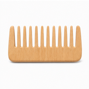 Natural Wooden Eco-Friendly Wide Tooth Handmade Anti-Static Detangling Hair Comb for Curly Thick Hair and Salon Use - Product Image 5
