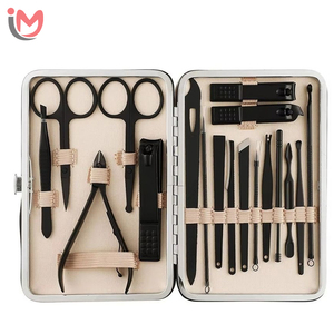 Professional <b>Manicure</b> Set 18 Piece Cream Textured Case Comprehensive Stainless Steel Pedicure Scrapers Grooming <b>Kit</b> OEM - Product Image 1