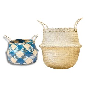 Decorative Handmade SEAGRASS BELLY <b>BASKETS</b> with Handles Storage <b>Basket</b> Natural Woven Planter and Storage <b>Basket</b> - Product Image 1