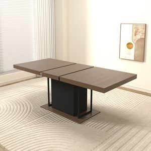 Tavolo da Pranzo Rettangolare Allungabile per 6-10 Persone in Legno Effetto Invecchiato e Nero 160-200 cm - Product Image 3