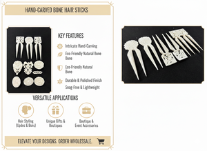 กิ๊บติดผมทำจากกระดูกควายแบบวินเทจ ขายส่ง งานแฮนด์เมดที่ยั่งยืน สำหรับผมหนา และเครื่องประดับชาติพันธุ์แบบดั้งเดิม - Product Image 6