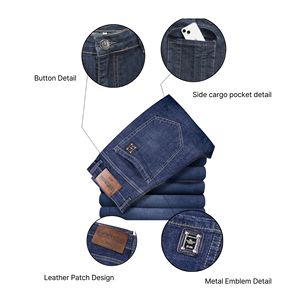 Jean Cargo Homme Black Eagle en Denim Extensible avec Poches Utilitaires Coupe Droite Décontracté Durable Respirant Automne - Product Image 2