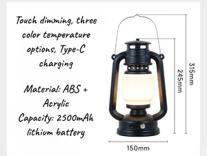 Tragbare Dimmbare LED-Nachtlampe im Petroleum-Stil für Nachttisch, Camping und Garten - für Campinglampen - Product Image 6