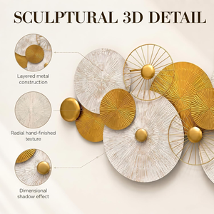 <b>Large</b> 3D Disc Metal <b>Wall</b> Art Modern Geometric Sculpture for Living Room Bedroom Dining Area Entryway Contemporary Home <b>Decor</b> - Product Image 4