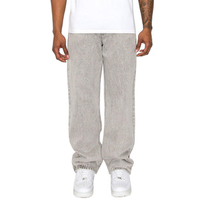 Nuevos Jeans de Mezclilla Premium para Hombre, Color Gris Claro, Corte Recto, Ajuste Holgado, Cintura Media, Lavado Arena, Pantalones Casuales de Algodón, Estilo Primavera - Product Image 3