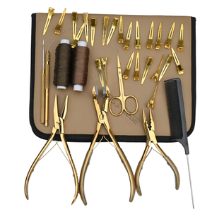 Hair Extension <b>Tools</b> <b>Kit</b> Triple Hole Micro Link <b>Tool</b> Tape Applicator Micro Link Installation <b>Tool</b> <b>Mini</b> Scissors Stylist Gear - Product Image 1