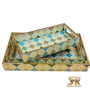 Plateaux élégants d'art Mina de l'Inde Pièces en bois et MDF de qualité d'exportation pour les restaurants de luxe, les hôtels et les services de restauration - Product Image 5