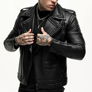 Veste en cuir PU pour homme de qualité supérieure, coupe classique, style affirmé, livraison rapide, veste en cuir de motard pour homme - Product Image 1