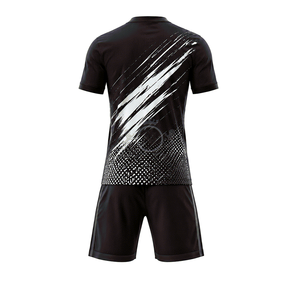 Conjunto de Camiseta de Fútbol con Cuello en V Negra para Hombre, Manga Corta, Estampado Geométrico Sublimado, Ropa Deportiva que Absorbe la Humedad, para Todas las Temporadas - Product Image 3