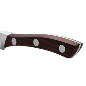 Couteaux de cuisine à lame dentelée avec manche en bois brun et triple rivet argenté pour trancher les tomates, les légumes et la préparation culinaire - Product Image 6