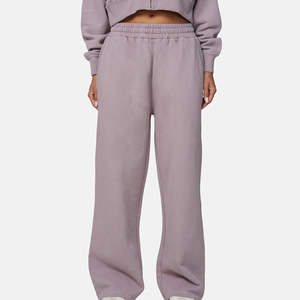 Pantalon de jogging évasé pour femme, coupe large, avec boutons décoratifs, motif logo, manches longues, tricot épais 100 % coton, style cargo - Product Image 5