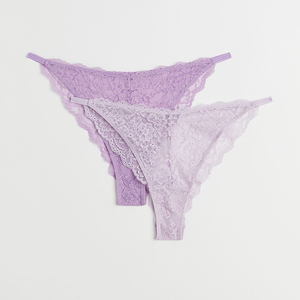 Braguitas de Encaje para Mujer, Paquete de 2, Cintura Baja, Sin Costuras, Ultrafinas, Color Morado y Rosa, Tejido de Spandex y Nailon, Estilo Sexy, Talla Adulto - Product Image 1