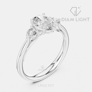 Bague de fiançailles en or blanc 14 carats avec diamant de laboratoire ovale de 1,00 carat, certifiée IGI, bijoux fins pour femmes, cadeau - Product Image 2