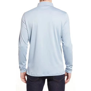 Polo à manches longues bleu clair pour homme, coupe classique, couleur unie, style décontracté, col en tissu Oxford - Product Image 2