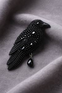 Broche de luxe brodée et perlée motif oiseau pour accessoires de mode féminins - Product Image 5