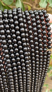 Perles rondes en obsidienne noire naturelle de 8 mm, pierres précieuses polies pour la fabrication de bracelets et de bijoux - Product Image 5