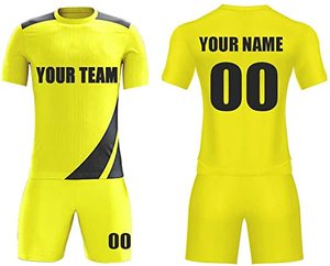 Maillot de football jaune personnalisé pour homme, manches courtes, sublimation du nom de l'équipe, 00, polyester respirant, uniforme - Product Image 1