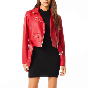 Veste de moto épaisse et respirante en fourrure d'agneau rouge pour femme MAKUM INTERNATIONAL, col rabattu, coupe classique - Product Image 2