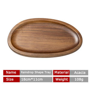 Plateau en bois d'acacia biodégradable multifonctionnel au design classique, durable, en forme de goutte d'eau, pour la présentation de fruits en cuisine - Product Image 6