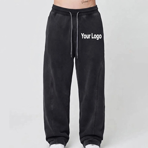 Casual Wear Custom Made Hip Hop Style Straight Leg <b>Baggy</b> Stacked <b>Joggers</b> For Men Gym & Training Wear Lightweight Sweatpants - Product Image 1