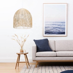 Lámpara de mimbre natural, luces colgantes rústicas de algas marinas, pantalla colgante de bambú, café, decoración del hogar, regalo de Navidad - Product Image 4