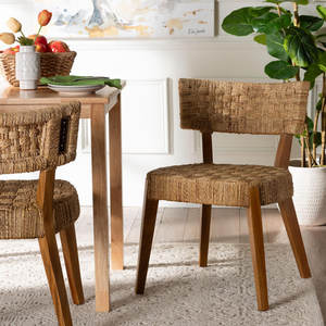 Bohemian Style Seagrass and <b>Mahogany</b> Wood <b>Dining</b> <b>Chair</b> Woven Seating for Comfort and Style - Product Image 2