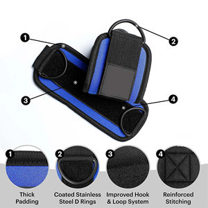 Promotion : Sangle de cheville réglable en néoprène rembourré à double anneau, robuste, pour entraînement des jambes, musculation, gym et fitness - Product Image 2