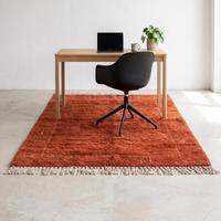 Premium Rost-Orange Handgeknüpfter Woll-Teppich Klassisches Blumenmuster Flachflorig Mittlere Dicke Langlebiger Flächenteppich mit Fransen Weicher Plüschteppich