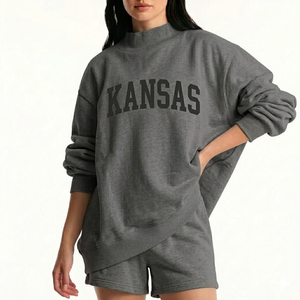 Conjunto de Pantalones Cortos con Cuello Alto Royal Winter para Mujer, Atuendo Coordinado, Cómodo, Suave, Cálido, Elegante y Sencillo para Uso Diario - Product Image 1