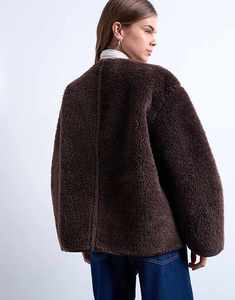 Chaqueta Sherpa de Invierno para Mujer, Abrigo Cálido de Forro Polar, Chaqueta Casual Oversize de Un Solo Pecho, Logotipo Personalizado, Proveedor Mayorista OEM - Product Image 2
