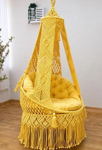 Columpio, Columpio de macramé, Silla columpio de macramé, Silla colgante de macramé, Silla hamaca, Columpio de interior, Silla columpio para patio, Columpio de macramé - Product Image 2