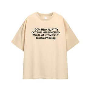 เสื้อยืดผู้ชายทรงโอเวอร์ไซส์ ผ้าคอตตอนคุณภาพสูง 100% หนัก 250 กรัม ทรงบ็อกซี่ พิมพ์ลายแบบดิสเทรสตามสั่ง - Product Image 3
