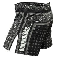 Shorts d'arts martiaux mixtes Saqibandco imprimés motif bandana noir et blanc, séchage rapide, extensibles, légers, respirants, unisexe adulte