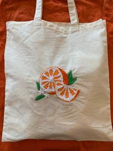 Bolso de mano de lona de algodón con patrón de frutas bordado, bolso de compras con cuentas, bolso de hombro reutilizable para el mercado de verduras - Product Image 2