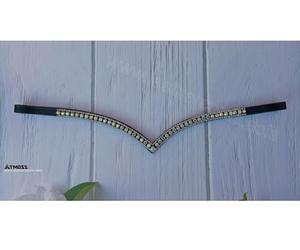 Fronture anglaise en cuir noir de qualité supérieure avec cristaux en forme de V, strass AB, taille personnalisée, emballage en boîte pour l'équitation - Product Image 6